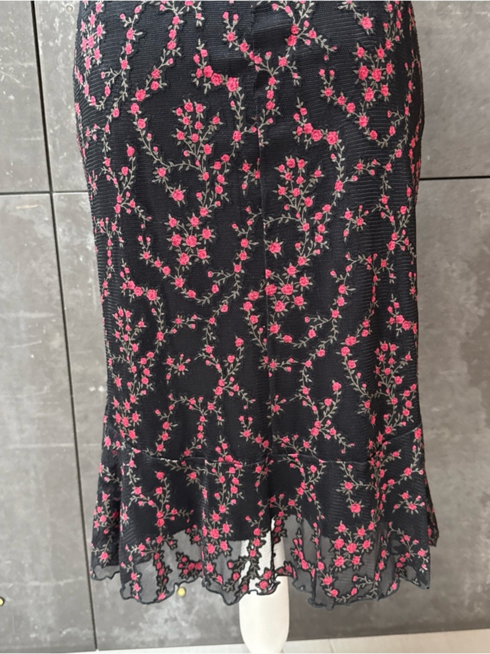 Y2K Heart Moon Star black read flowers Lace Dress Whimsigoth size M - Picture 8 of 16